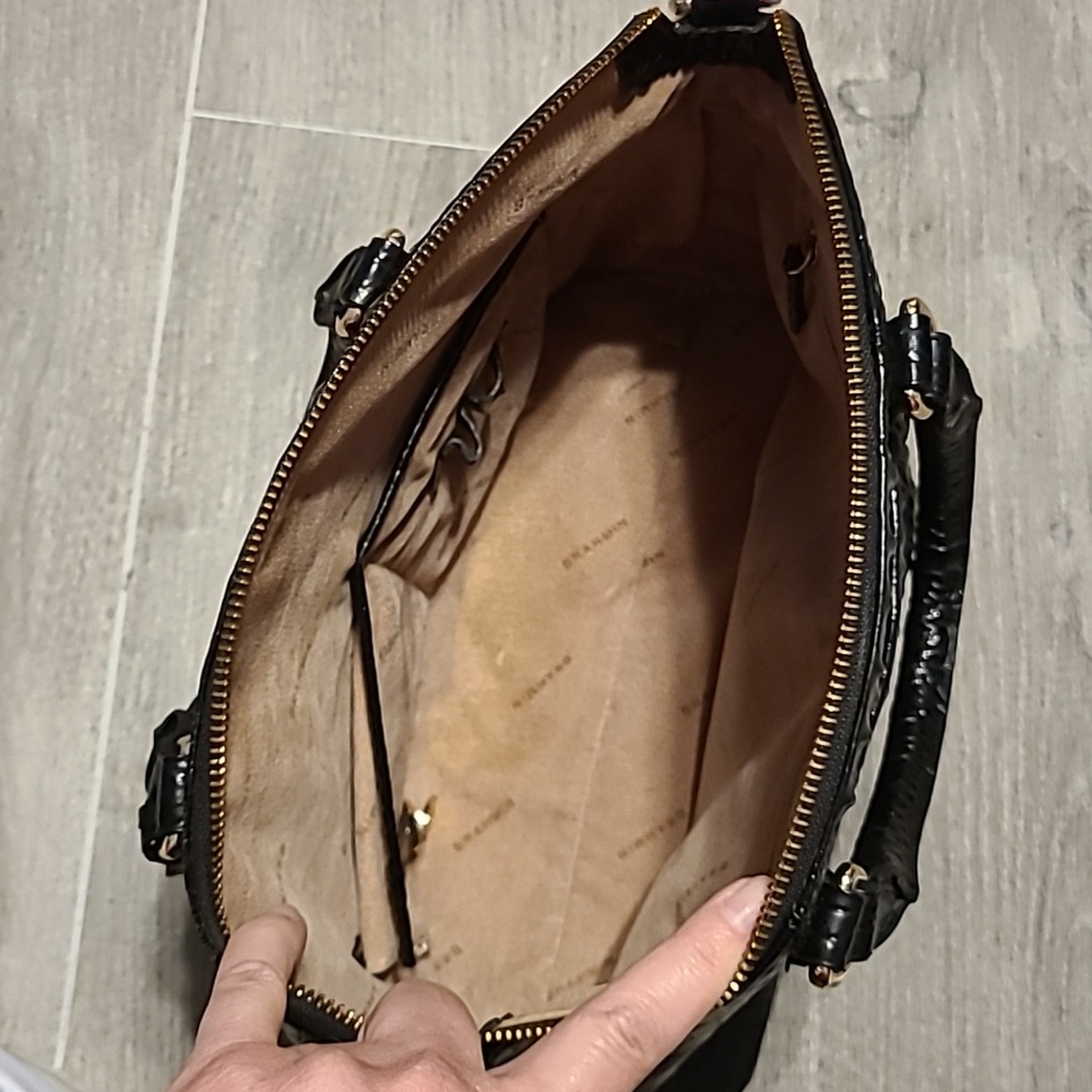 Brahmin Melbourne Duxbury Collection Satchel Bag Medium Black Croc-Embossed - Picture 14 of 16